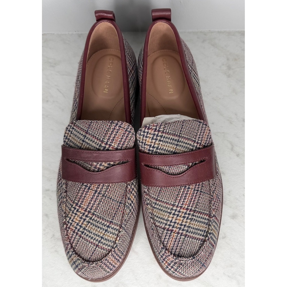 Cole Haan Loafers Womens 9B Multi Plaid Wool Grand 360 Penny Loafers W30781